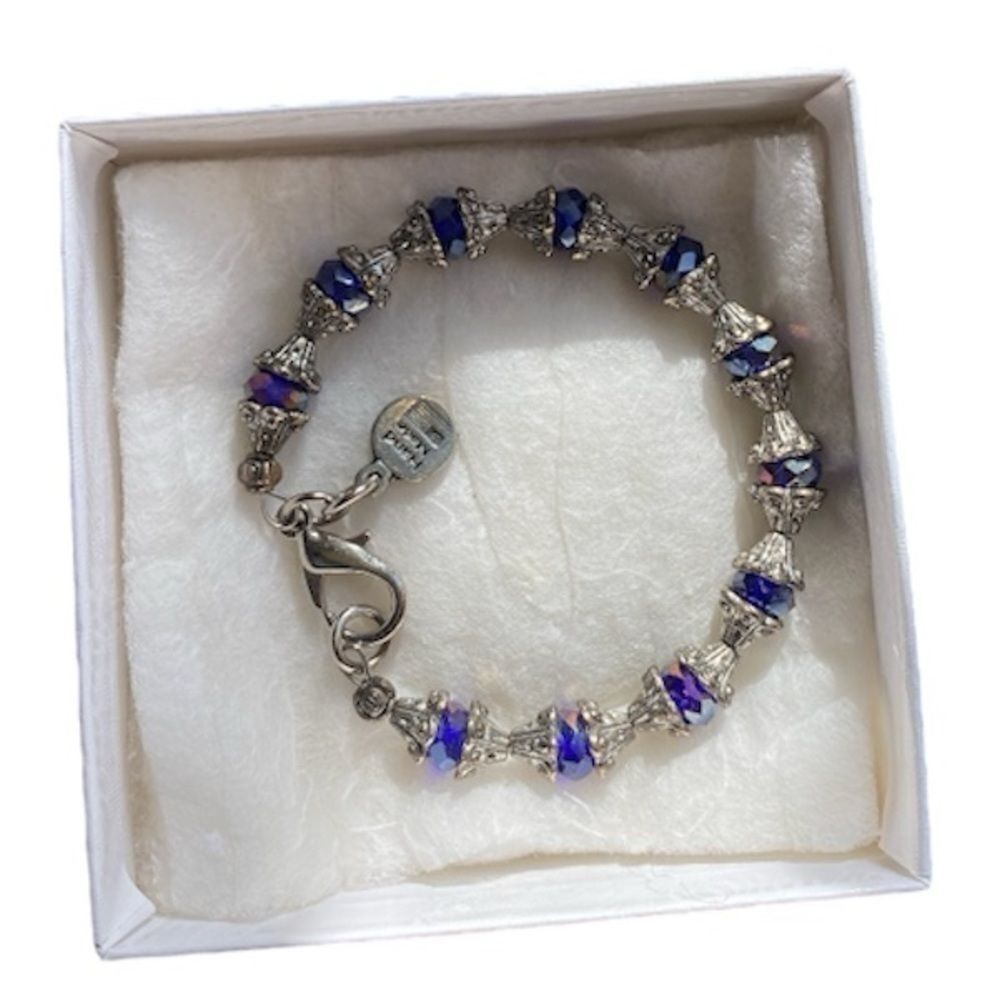 Chubby Chico Gemstone Charm Bracelet Blue Silver Tone - Picture 2 of 8